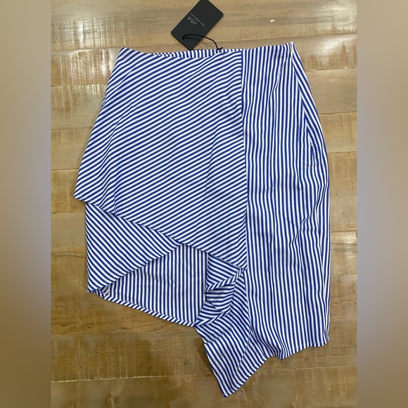 J.O.A. High low mini skirt blue white stripe NWT - Picture 13 of 16